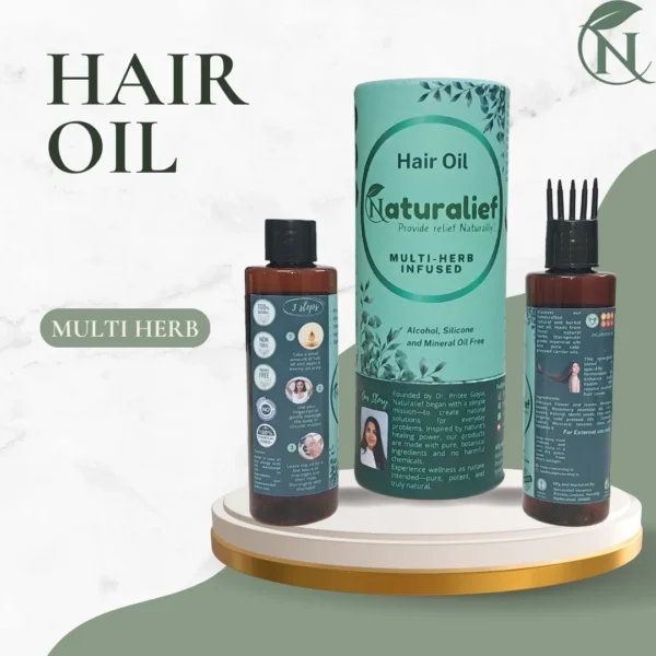 Bottle of Multi-Herb Natural Hair Oil by Naturalief Verantra