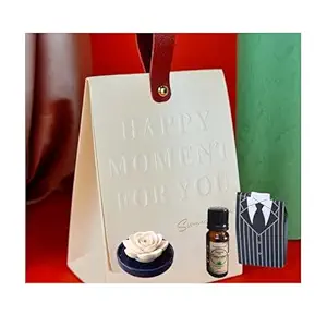 Handmade Ceramic Flower Essential Oil Diffuser with Lemongrass (10 ml) – Heat-Free, Alcohol-Free | Calm & Relaxation | Valentine’s Day Gift for Him