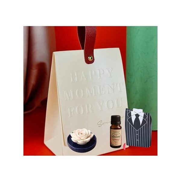 Ceramic Flower Essential Oil Diffuser with Rose Essential Oil 10ml | Heat-Free Aromatherapy Diffuser | Calm, Relaxation & Home Fragrance