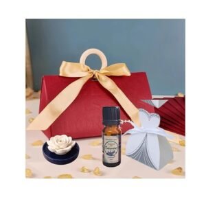 Handmade Ceramic Flower Diffuser with Lavender Essential Oil (10ml) | Natural Aromatherapy | Romantic Gift Box